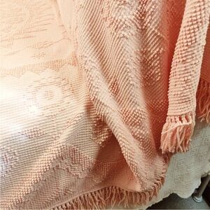 Vintage Morgan Jones Minuet Pink Bedspread Hobnail Candlewick Bedspread